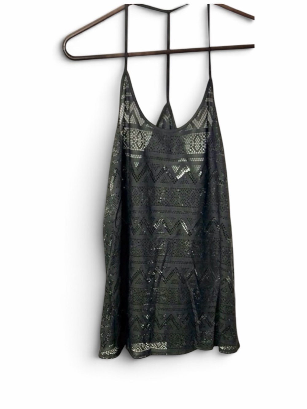 PINK by Victoria's Secret Black Lace Swim Cover Tank Top Size Small